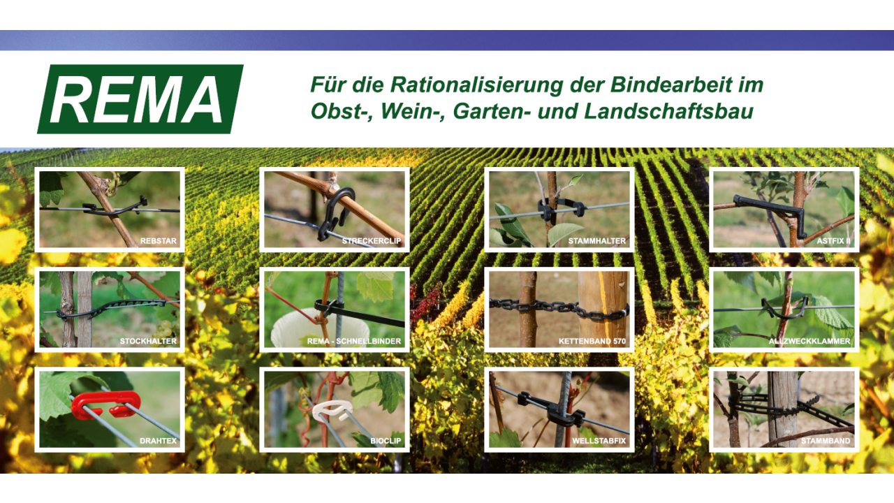 Rema Kunsttstoffteile für die Rationalisierung im Weinbau und Obstbau.