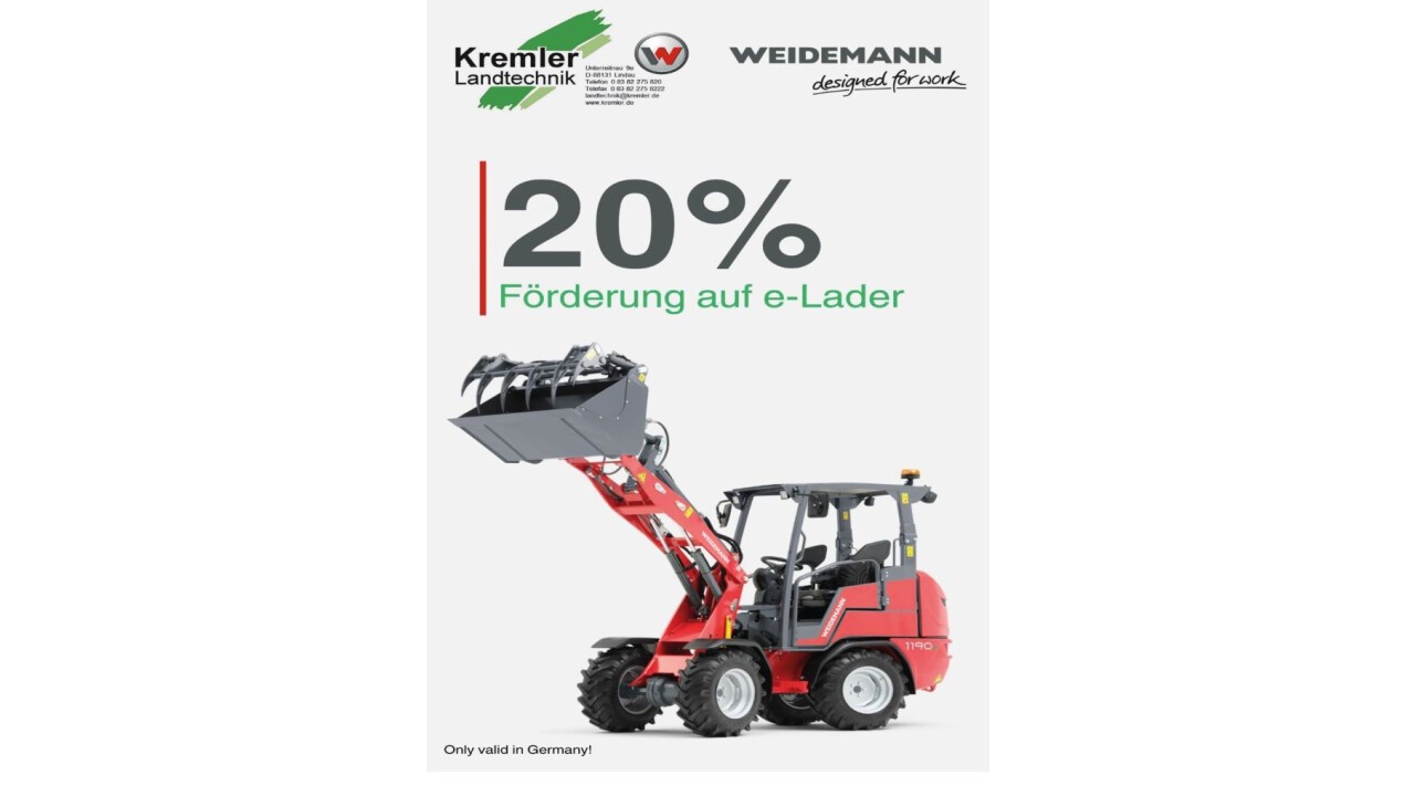 Weidemann Sonderaktion: Förderung 20 % auf e-Lader